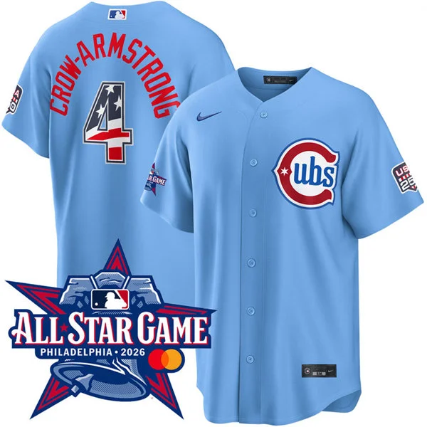 Men's Chicago Cubs #4 Pete Crow-Armstrong Nike Blue 2026 All-Star Edition Stars & Stripes Stadium Jersey