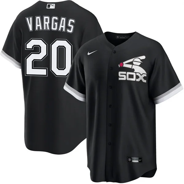 Mens Chicago White Sox #20 Miguel Vargas  Nike Black Retro Limited Jersey