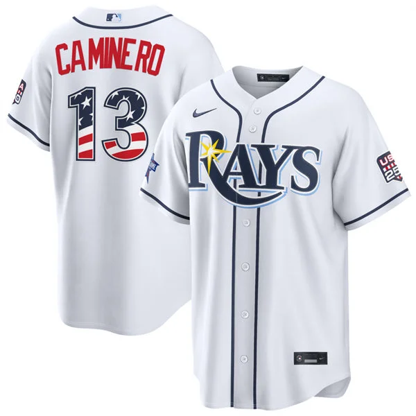 Mens Tampa Bay Rays #13 Junior Caminero Nike White 2026 All-Star Edition Stars & Stripes Stadium Jersey