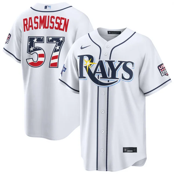 Mens Tampa Bay Rays #57 Drew Rasmussen Nike White 2026 All-Star Edition Stars & Stripes Stadium Jersey