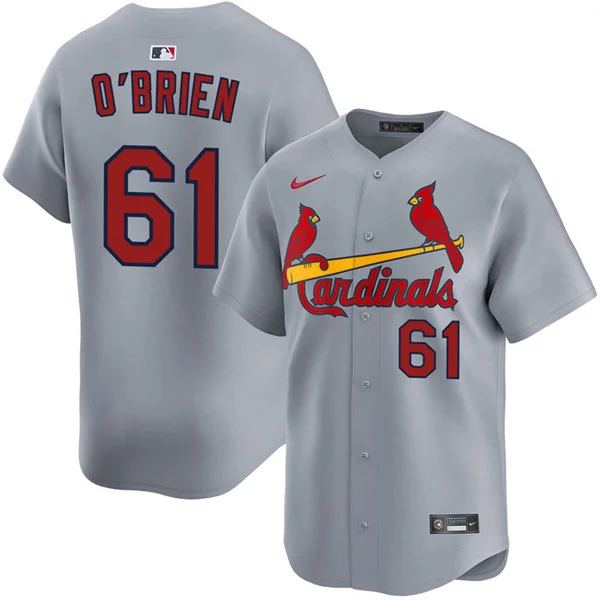 Mens St. Louis Cardinals #61 Riley O'Brien Nike Gray Road Limited Player Jersey