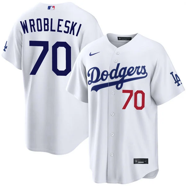 Mens Los Angeles Dodgers #70 Justin Wrobleski White Home Limited Player Jersey