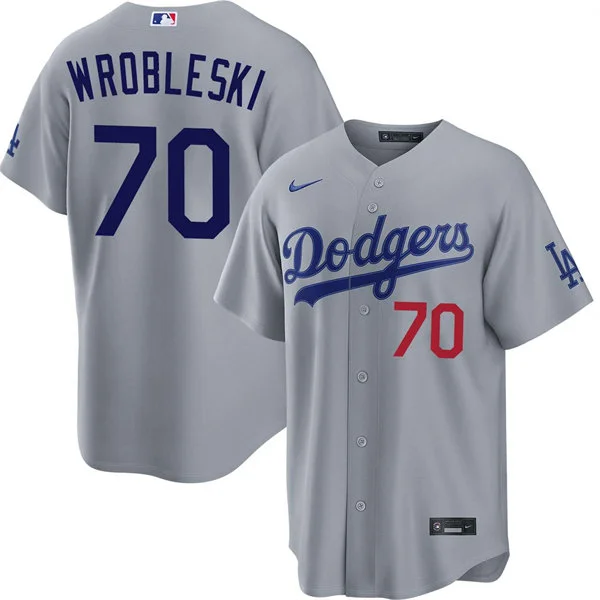 Mens Los Angeles Dodgers #70 Justin Wrobleski Gray Road Limited Player Jersey