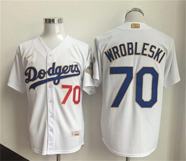 Mens Los Angeles Dodgers #70 Justin Wrobleski Nike 2026 White Gold Collection Stadium Limited Jersey