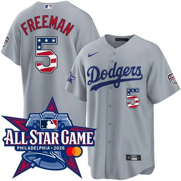 Mens Los Angeles Dodgers #5 Freddie Freeman Nike Gray 2026 All-Star Edition Stars & Stripes Stadium Jersey