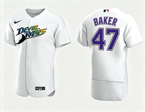 Mens Tampa Bay Rays #47 Bryan Baker Nike White Retro Jersey