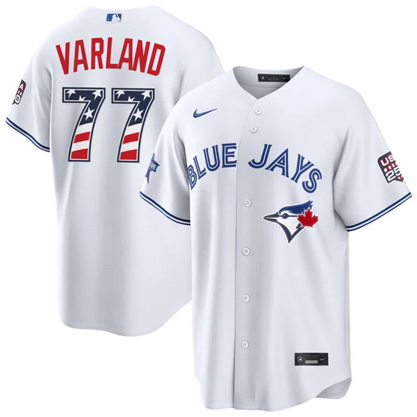 Mens Toronto Blue Jays #77 Louis Varland Nike White 2026 All-Star Edition Stars & Stripes Stadium Jersey