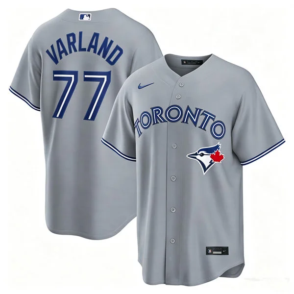 Mens Toronto Blue Jays #77 Louis Varland Nike Gray Road Limited Jersey