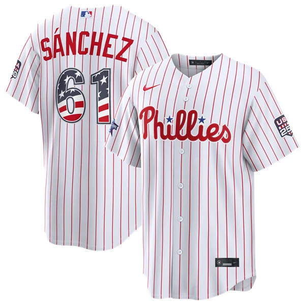 Mens Philadelphia Phillies #61 Cristopher Sanchez Nike White 2026 All-Star Edition Stars & Stripes Stadium Jersey