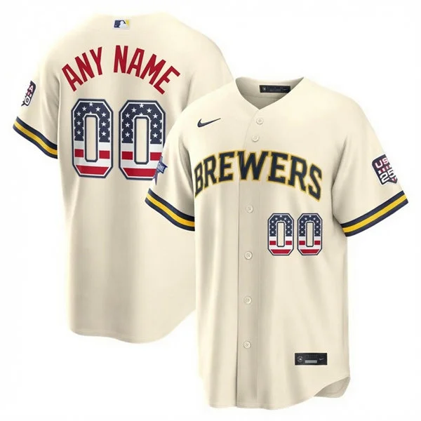 Milwaukee Brewers Custom Nike Cream 2026 All-Star Edition Stars & Stripes Stadium Jersey