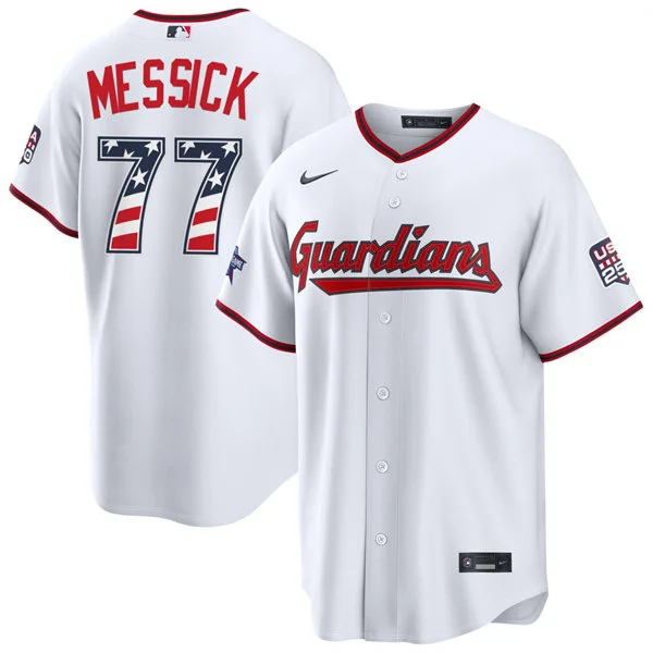 Mens Cleveland Guardians #77 Parker Messick Nike White 2026 All-Star Edition Stars & Stripes Stadium Jersey