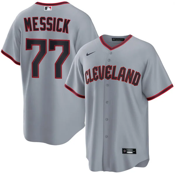 Mens Cleveland Guardians #77 Parker Messick Nike Gray Road Limited Jersey