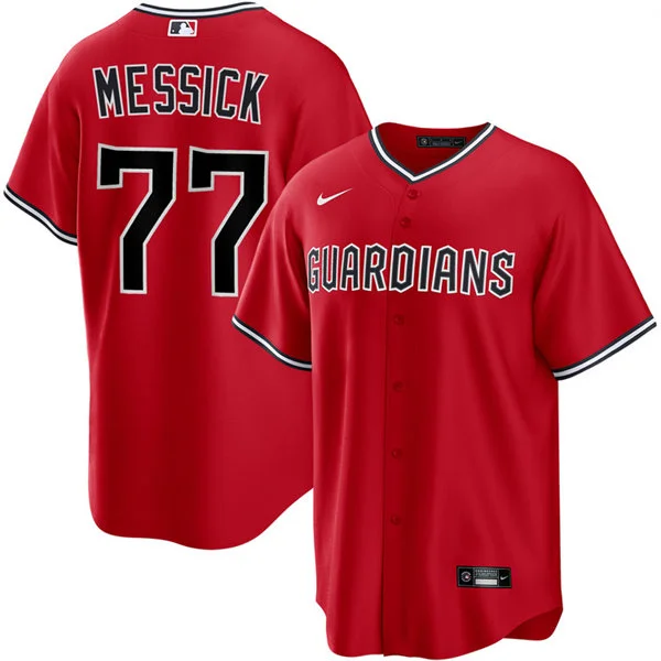 Mens Cleveland Guardians #77 Parker Messick Nike Red Alternate Limited Jersey