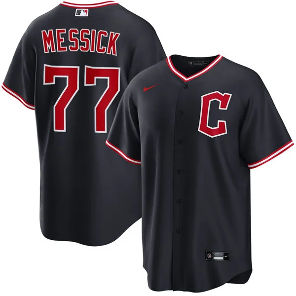 Mens Cleveland Guardians #77 Parker Messick Nike Navy Alternate Limited Jersey