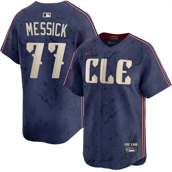 Mens Cleveland Guardians #77 Parker Messick Nike Navy City Connect Limited Player Jersey