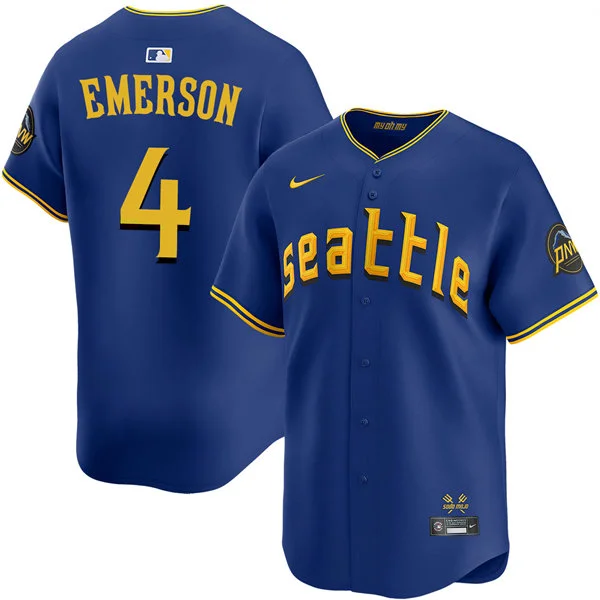 Men's Seattle Mariners #4 Colt Emerson Nike Royal City Connect Limited Jersey