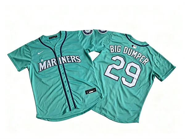 Men's Seattle Mariners #29 Cal Raleigh Nickname Big Dumper Nike Aqua Alternate Limited Jersey