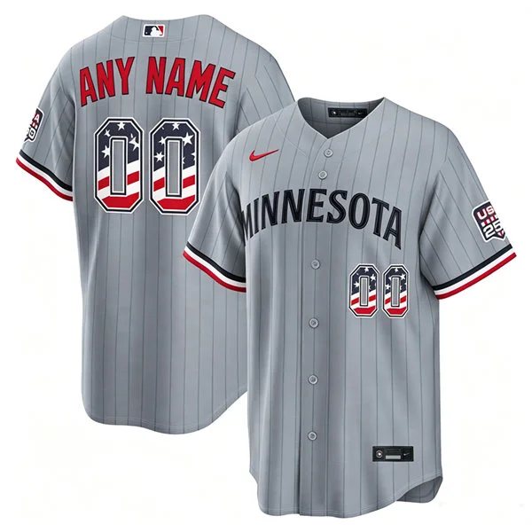 Minnesota Twins Custom Gray Pinstripe USA 250 Fourth of July Home Stadium Jersey