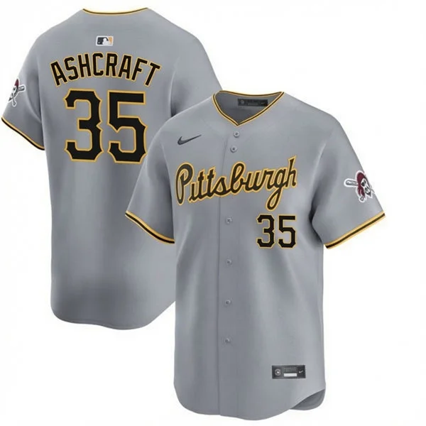 Mens Pittsburgh Pirates #35 Braxton Ashcraft Nike Gray Road Limited Jersey