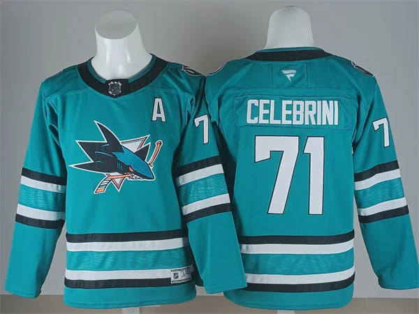 Youth San Jose Sharks #71 Macklin Celebrini Fanatics Home Teal Jersey