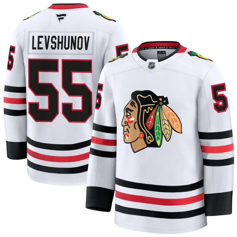Mens Chicago Blackhawks #55 Artyom Levshunov Fanatics Away White Jersey