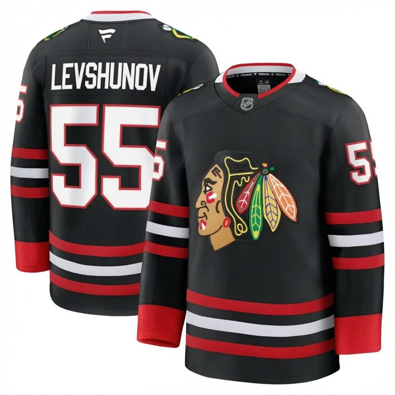 Mens Chicago Blackhawks #55 Artyom Levshunov Fanatics Black Alternate Jersey