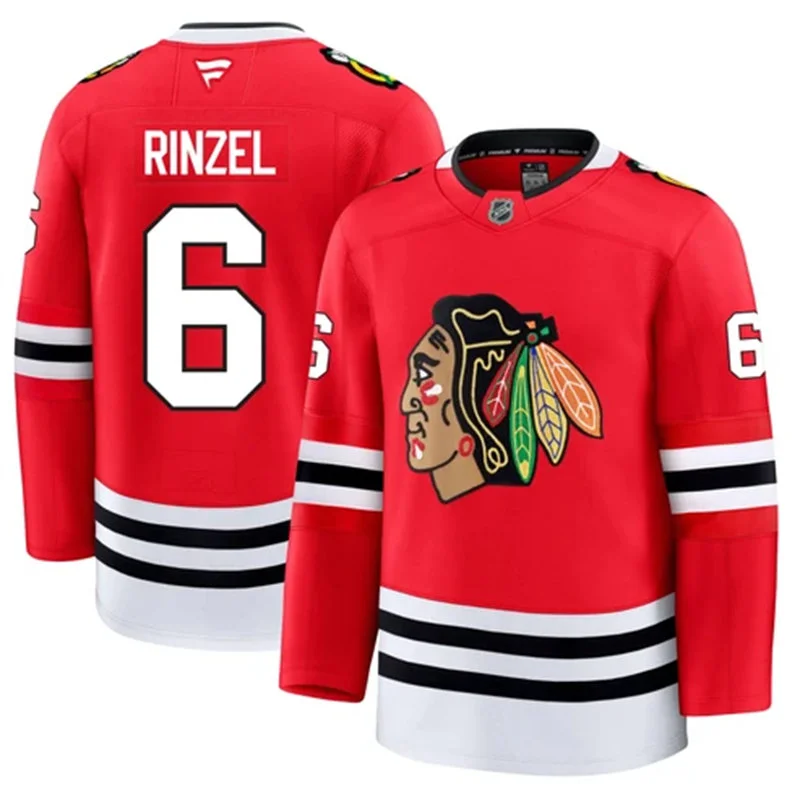 Mens Chicago Blackhawks #6 Sam Rinzel Fanatics Home Red Jersey