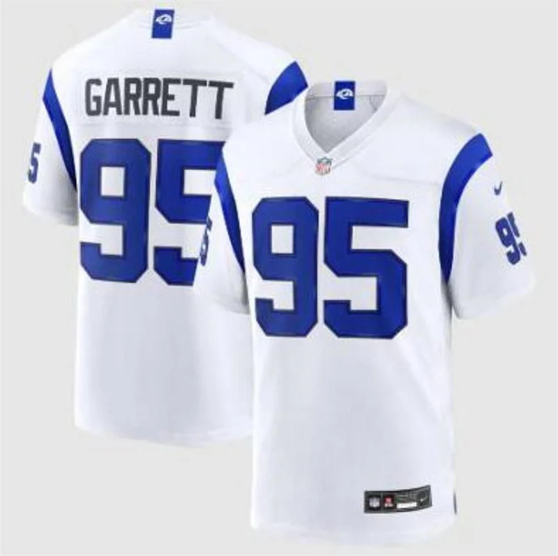 Mens Los Angeles Rams #95 Myles Garrett Nike Fearsome White Vapor F.U.S.E. Limited Jersey