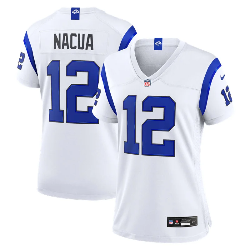 Womens Los Angeles Rams #12 Puka Nacua  Nike Fearsome White Vapor F.U.S.E. Limited Jersey