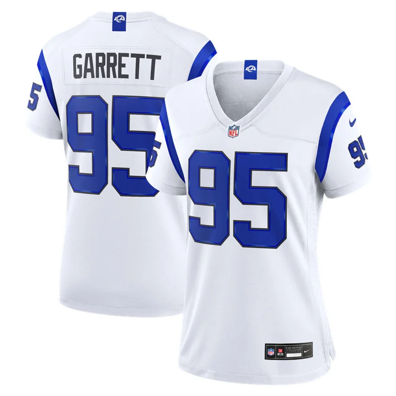 Womens Los Angeles Rams #95 Myles Garrett Nike Fearsome White Vapor F.U.S.E. Limited Jersey 