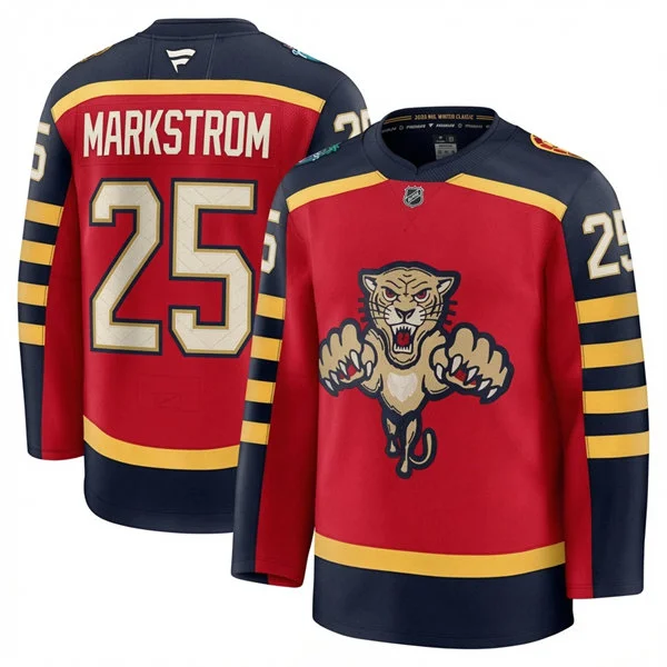 Men's Florida Panthers #25 Jacob Markstrom Red Fanatics 2026 NHL Winter Classic Premium Jersey
