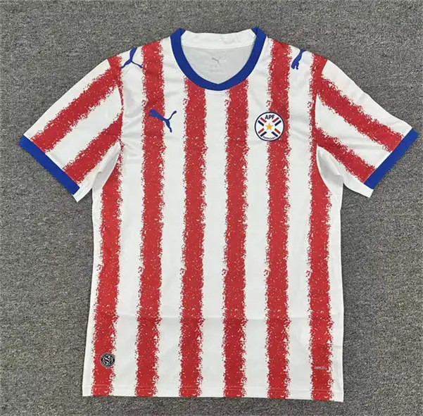 Mens Paraguay Soccer Blank Home White Red 2026 FIFA World Cup Team Jersey