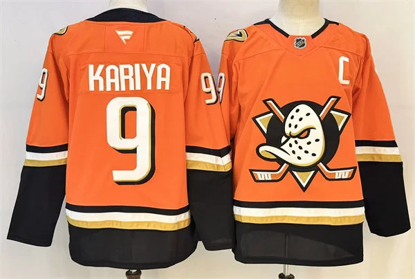 Men's The Movie The Mighty Ducks #9 Paul Kariya Fanatics Orange Home Premium Jersey (4)