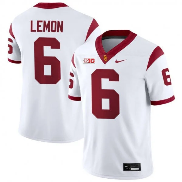 USC Trojans #6 Makai Lemon BIG White with Name Football F.U.S.E. Limited Jersey