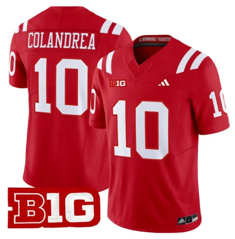 Nebraska Huskers #10 Anthony Colandrea adidas 2026 Home Scarlet Football Game Jersey