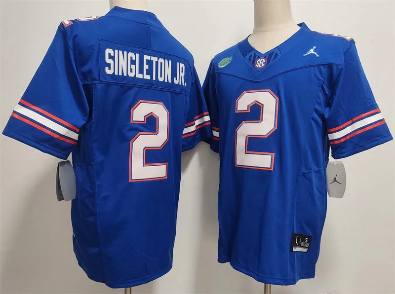 Florida Gators #2 Eric Singleton Jr. Royal Football Game Jersey