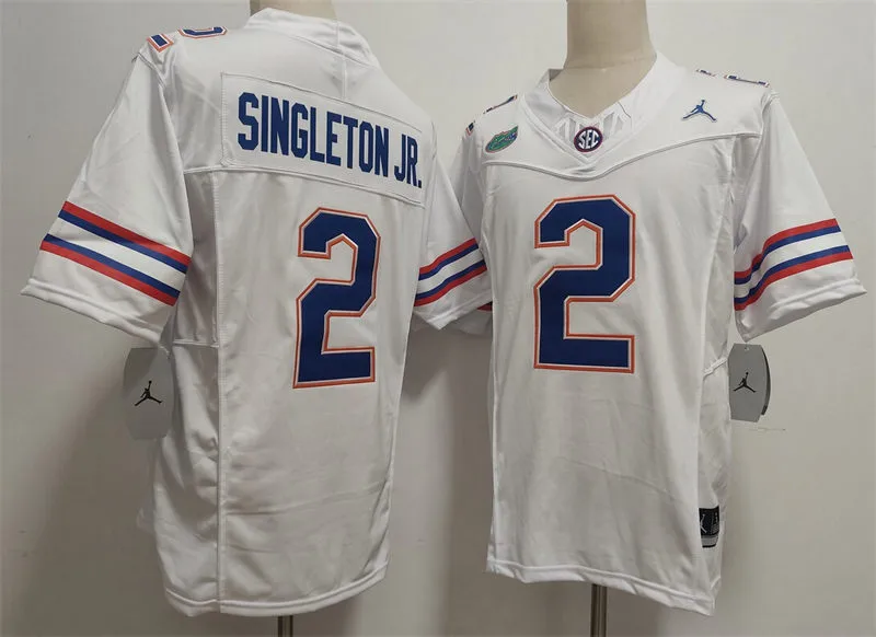 Florida Gators #2 Eric Singleton Jr. White Football Game Jersey