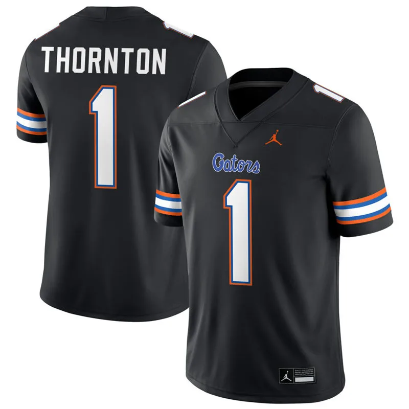 Florida Gators #1 Bryce Thornton Black Football Game Jersey