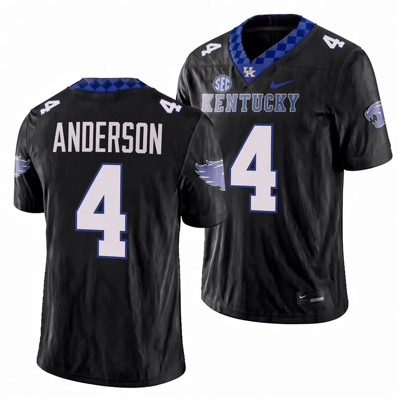 Kentucky Wildcats #4 Nic Anderson Black Football Game Jersey