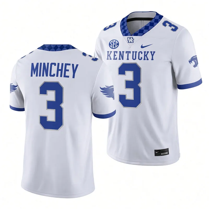 Kentucky Wildcats #3 Kenny Minchey White Football Game Jersey