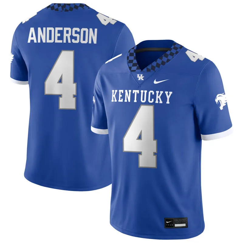 Kentucky Wildcats #4 Nic Anderson Royal Football Game Jersey