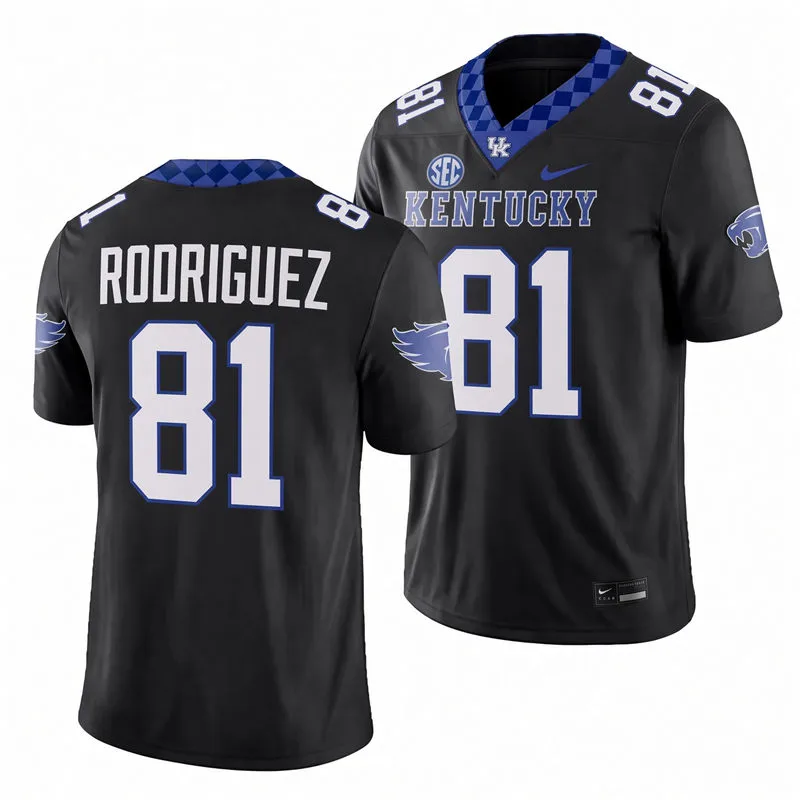Kentucky Wildcats #81 Willie Rodriguez Black Football Game Jersey