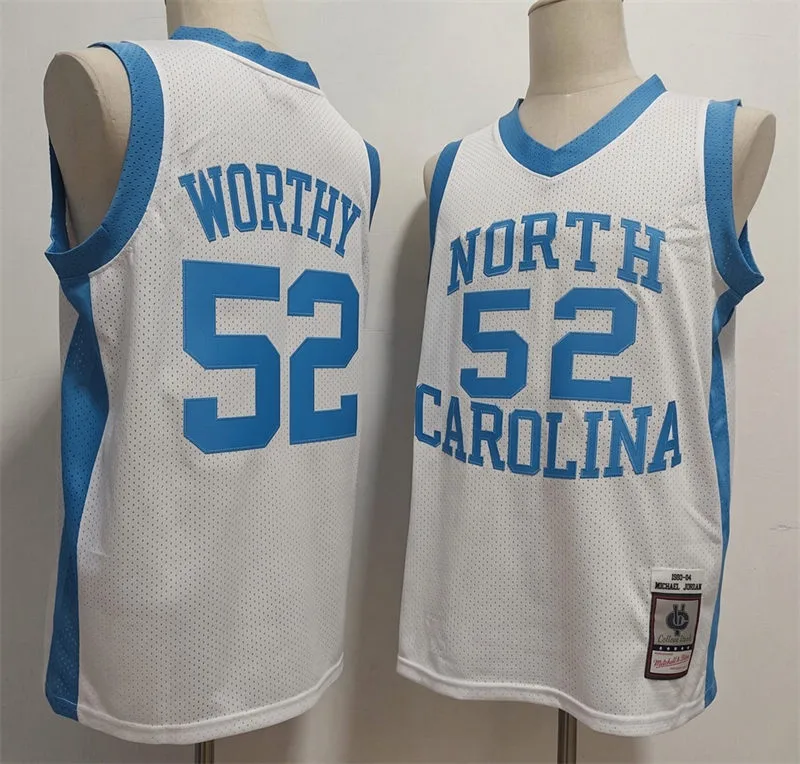 North Carolina Tar Heels #52 James Worthy White Mesh 1983-84 Mitchell & Ness Throwback College Jersey
