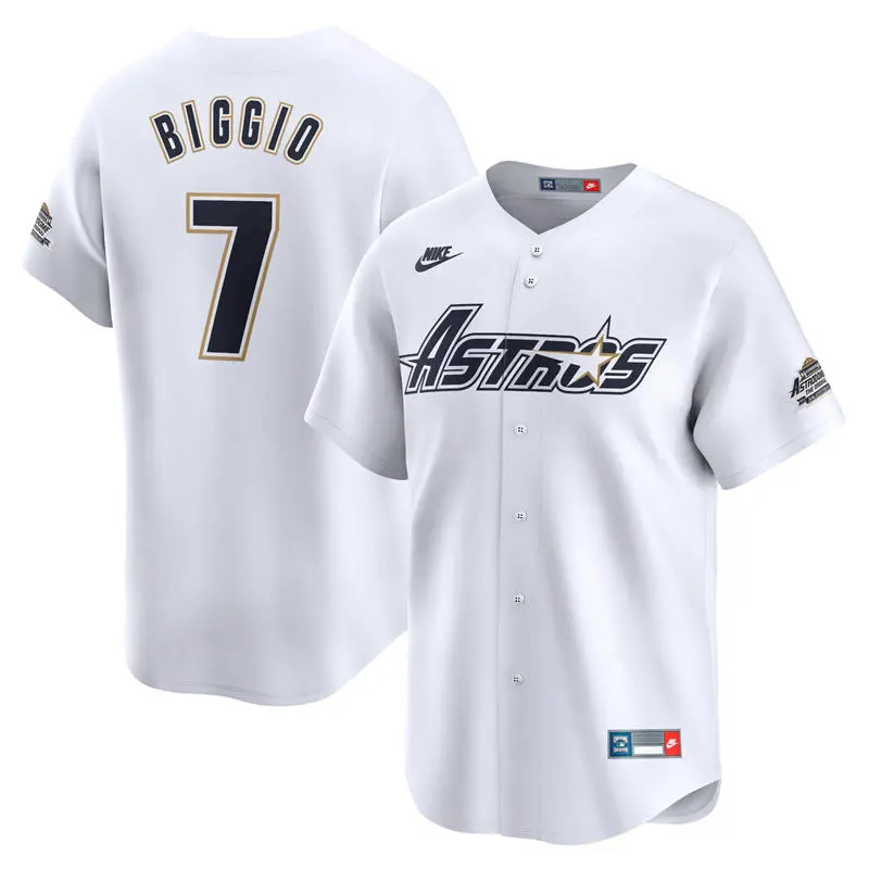 Houston Astros #7 Craig Biggio Nike White Throwback Cooperstown Collection Limited Jersey