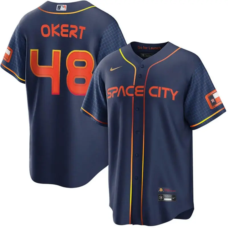 Mens Houston Astros #48 Steven Okert Navy City Connect Jersey