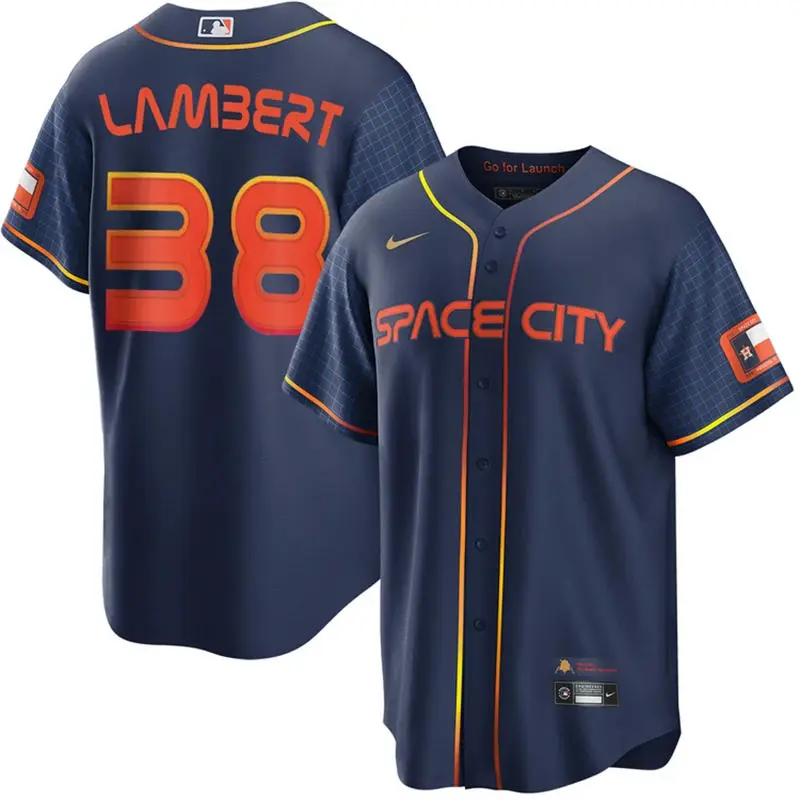 Mens Houston Astros #38 Peter Lambert Navy City Connect Jersey