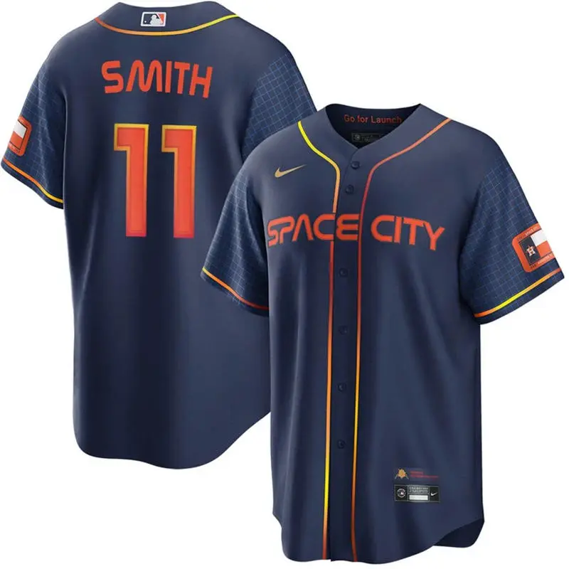 Mens Houston Astros #11 Cam Smith Navy City Connect Jersey