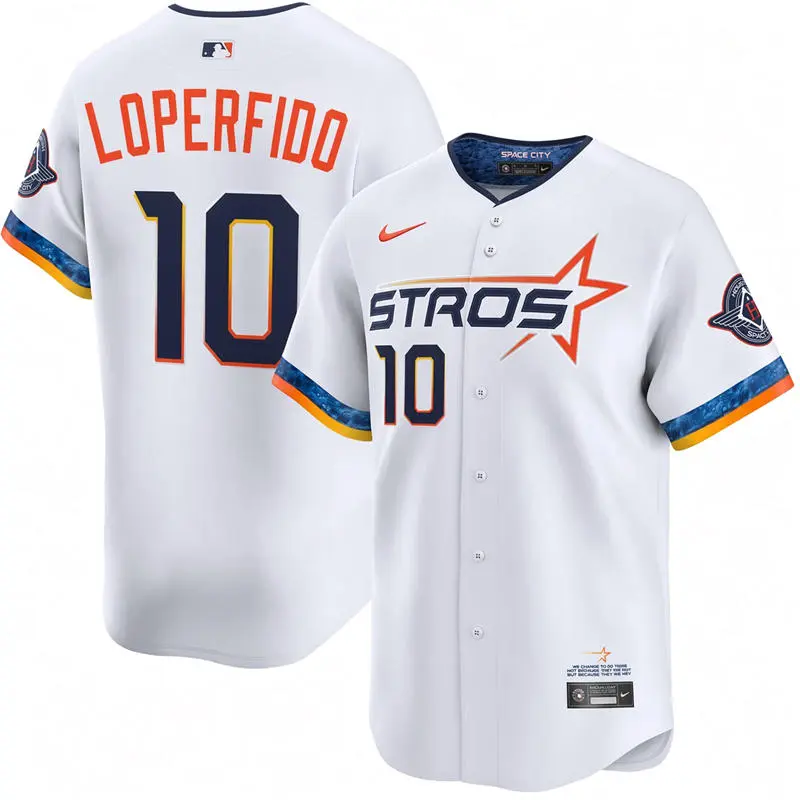Mens Houston Astros #10 Joey Loperfido White City Connect Edition 2.0 Jersey