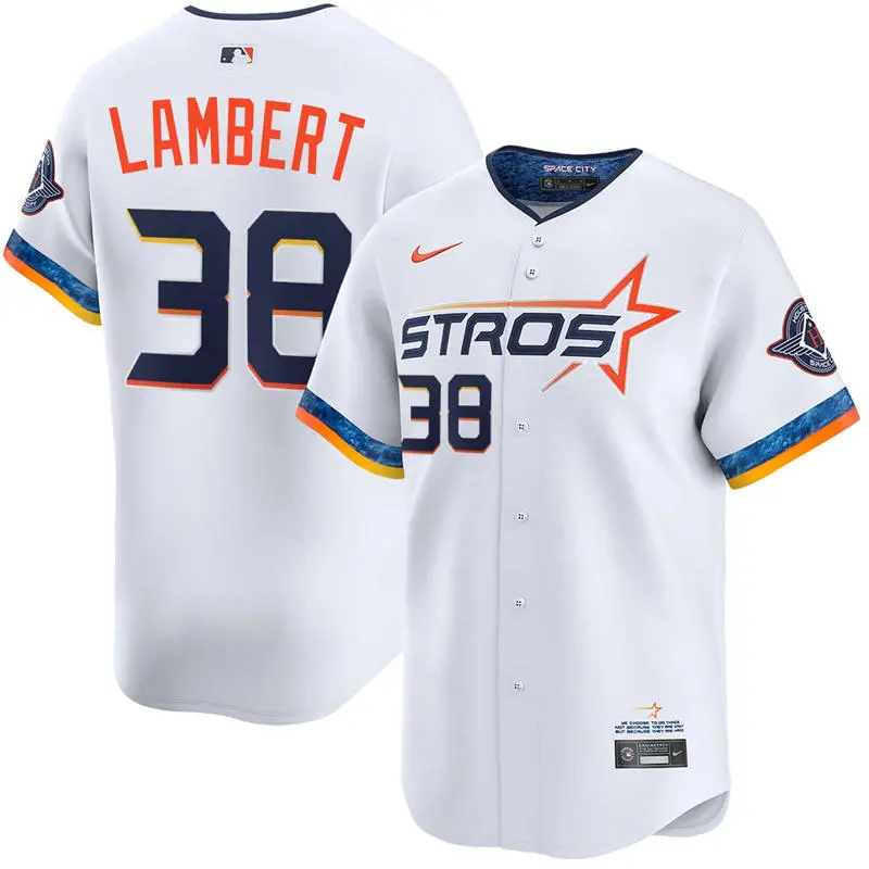 Mens Houston Astros #38 Peter Lambert White City Connect Edition 2.0 Jersey