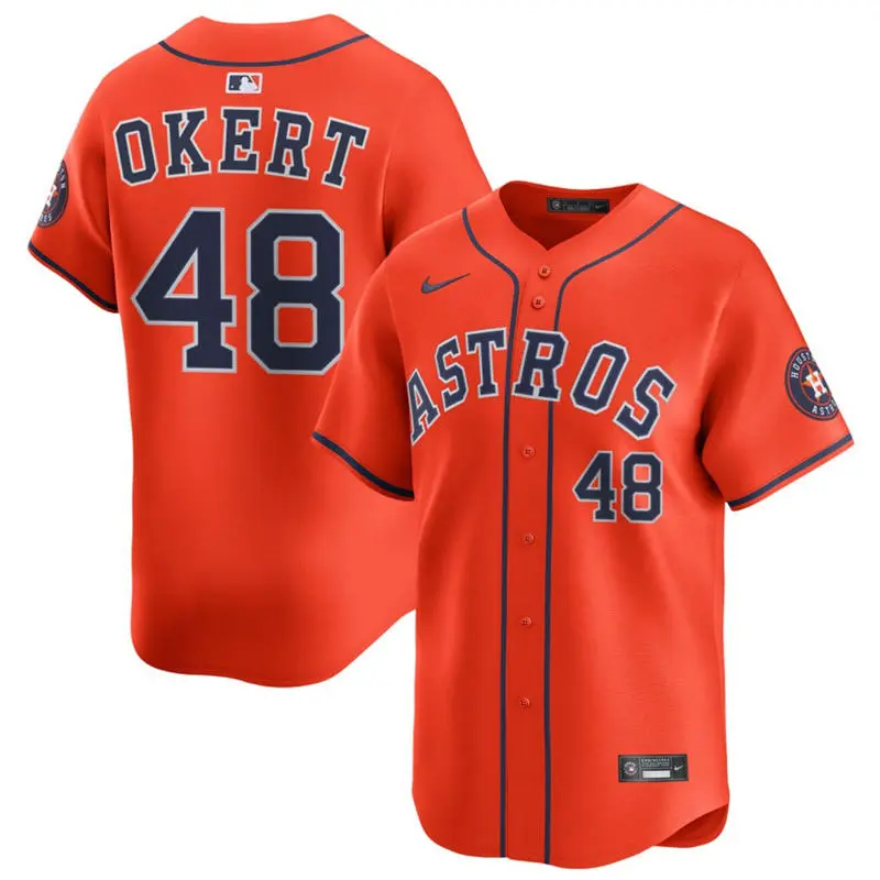 Mens Houston Astros #48 Steven Okert Nike Orange Alternate Limited Jersey
